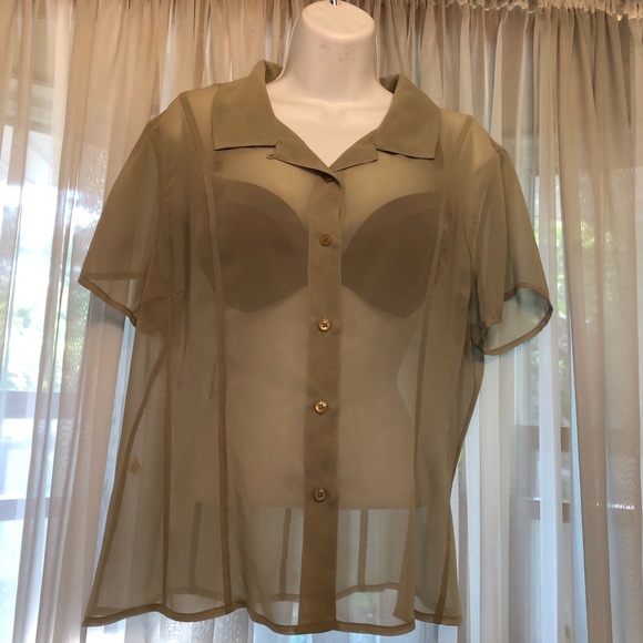 Express mint green-ish sheer short sleeve shirt - Picture 1 of 5